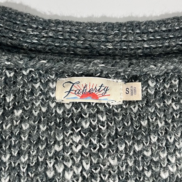 FAHERTY Gray Ribbed Cotton Blend Cardigan Medium Knit Open Front Small - Picture 5 of 5